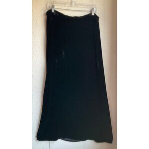 Vintage Bloomingdale's Women's Sz.12  Black Velvet Maxi Skirt Silk Bl Y2K Classi